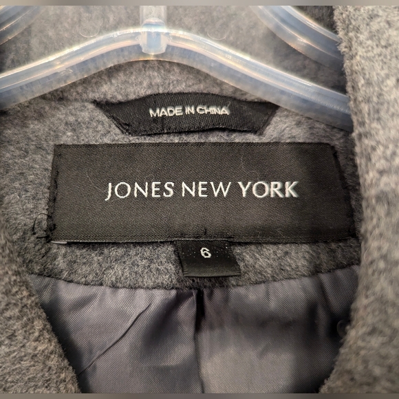 Jones New York Women's Stand-Collar gray pea soft cozy warm wool midi Coat sz 6 - Picture 7 of 10